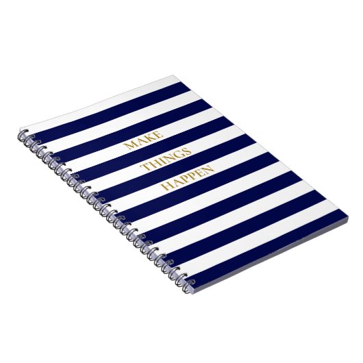 Eleganter Minimal Navy Blue und White Stripes Notizblock (Rechte Seite)