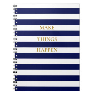 Eleganter Minimal Navy Blue und White Stripes Notizblock
