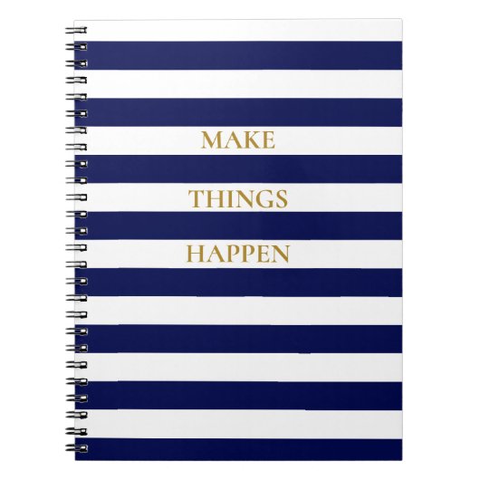 Eleganter Minimal Navy Blue und White Stripes Notizblock (Vorderseite)