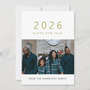 Eleganter Minimal New Year Cheers Family Foto Holi Feiertagskarte