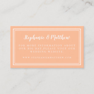 Eleganter Minimal Peach Wedding Website Informatio Begleitkarte