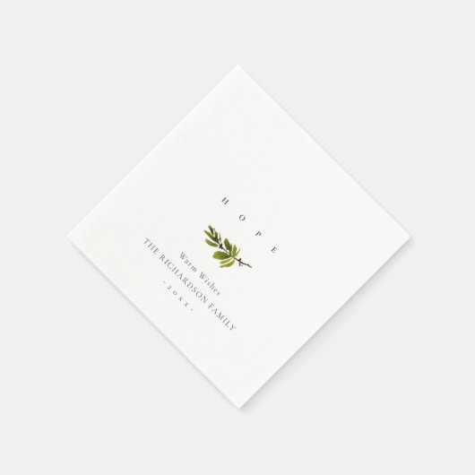 Eleganter Minimal Pine Branch Weihnachtsfest Serviette (Ecke)