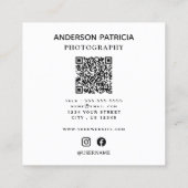 Eleganter Minimal QR Code Full Foto Business Card Quadratische Visitenkarte (Rückseite)