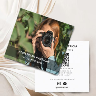 Eleganter Minimal QR Code Full Foto Business Card Quadratische Visitenkarte