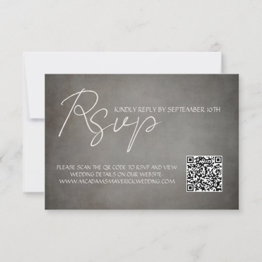 Eleganter Minimal QR Code Hochzeit RSVP Response C Karte (Vorderseite)