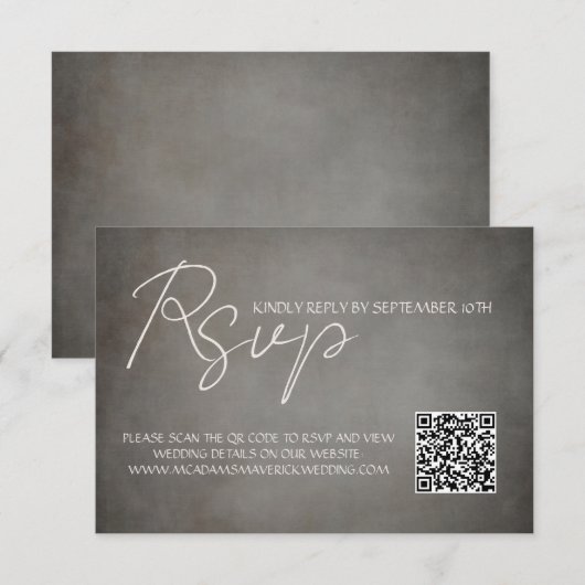 Eleganter Minimal QR Code Hochzeit RSVP Response C Karte (Vorne/Hinten)
