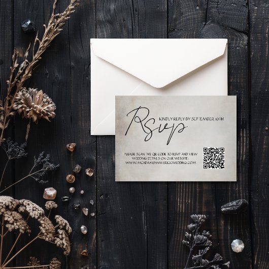 Eleganter Minimal QR Code Hochzeit RSVP Response C Karte
