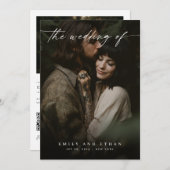 Eleganter Minimal QR Code Modernes Foto Hochzeit Einladung (Vorne/Hinten)