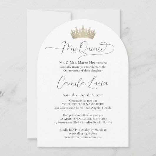 Eleganter Minimal Quinceñera 3 Foto Mis Quince Einladung (Vorderseite)