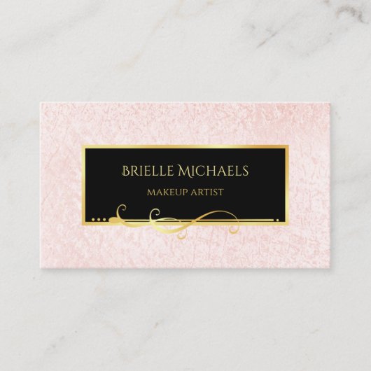 Eleganter Minimal Rosa und Black Makeup Artist Visitenkarte (Vorderseite)