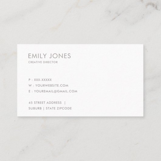 ELEGANTER MINIMAL-ROSE-GOLD VISITENKARTE (Rückseite)