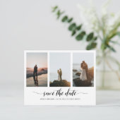 Eleganter Minimal Save the Date mit FotoCollage Postkarte (Stehend Vorderseite)