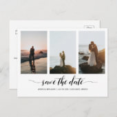 Eleganter Minimal Save the Date mit FotoCollage Postkarte (Vorne/Hinten)