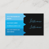 Eleganter Minimal-Schwarz-Indigoblau-Monogramm-Bus Visitenkarte (Rückseite)