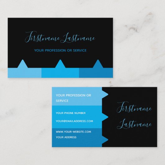 Eleganter Minimal-Schwarz-Indigoblau-Monogramm-Bus Visitenkarte (Vorne/Hinten)