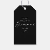 Eleganter Minimal Script Bridesmaid Vorschlag Blac Geschenkanhänger (Vorderseite)