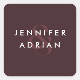 Eleganter Minimal Siegel braun Moderner Hochzeitsu Quadratischer Aufkleber