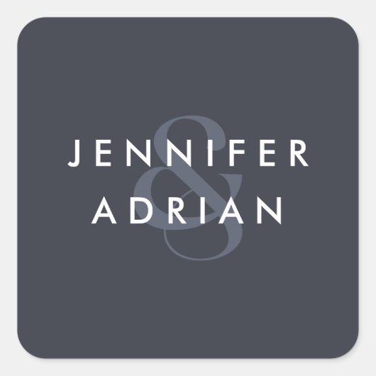 Eleganter Minimal Tintenfisch Tinte Moderne Hochze Quadratischer Aufkleber (Vorderseite)