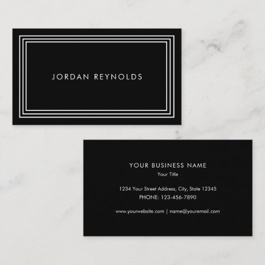 Eleganter Minimal Triple Frame Black Visitenkarte (Vorne/Hinten)