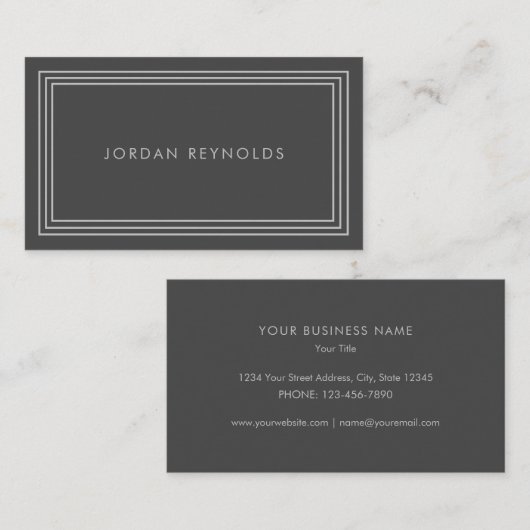 Eleganter Minimal Triple Frame Gray Visitenkarte (Vorne/Hinten)