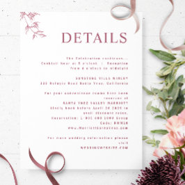 Eleganter Minimal White and Burgundy Wedding Detai Begleitkarte