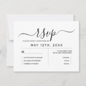 Eleganter Minimal White Black Monogram Wedding RSV RSVP Karte (Vorderseite)