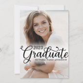 Eleganter Minimal White Foto Typografy Abschluss Ankündigung (Vorderseite)