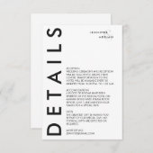 Eleganter Minimal White Modern Wedding Enclosure C Begleitkarte (Vorne/Hinten)