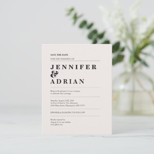Eleganter Minimal White Modern Wedding rettet das (Stehend Vorderseite)