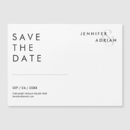 Eleganter Minimal White Modern Wedding rettet das  Magnetkarte