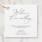 Eleganter Minimal Willkommen bei unserer Hochzeit Geschenkanhänger (Vorderseite)
