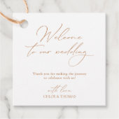 Eleganter Minimal Willkommen bei unserer Hochzeit Geschenkanhänger (Vorderseite)