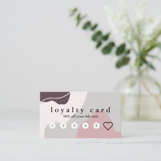 Eleganter minimaler abstrakter silberner Glitzer Treuekarte (Stehend Vorderseite)