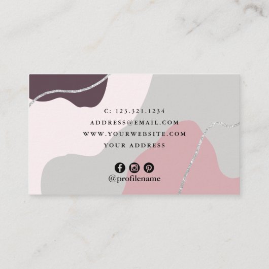 Eleganter minimaler abstrakter silberner Glitzer Treuekarte (Rückseite)