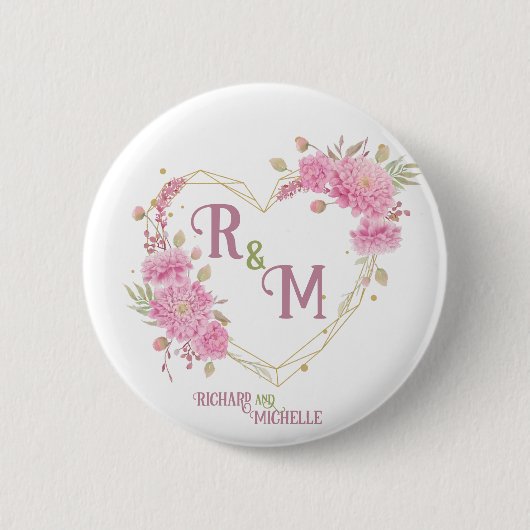 Eleganter minimaler Chic Initialbuchstabenname Mon Button (Vorderseite)