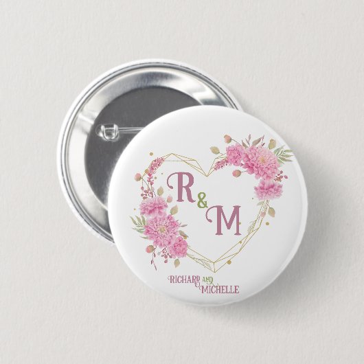 Eleganter minimaler Chic Initialbuchstabenname Mon Button (Vorne & Hinten)