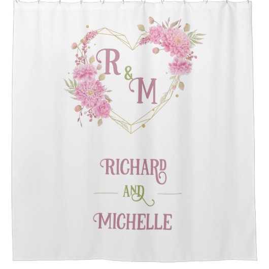 Eleganter minimaler Chic Initialbuchstabenname Mon Duschvorhang (Vorderseite)