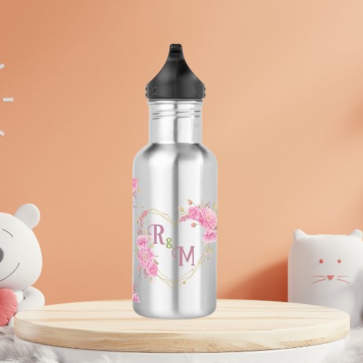 Eleganter minimaler Chic Initialbuchstabenname Mon Edelstahlflasche