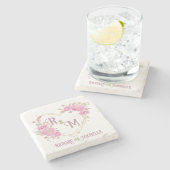 Eleganter minimaler Chic Initialbuchstabenname Mon Steinuntersetzer (Seitenansicht)