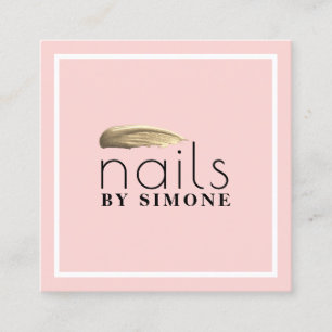 Eleganter minimaler goldblütenrosa Nagellack Quadratische Visitenkarte