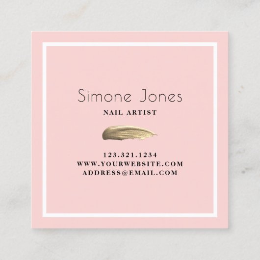 Eleganter minimaler goldfarbener Nagellack Quadratische Visitenkarte (Rückseite)
