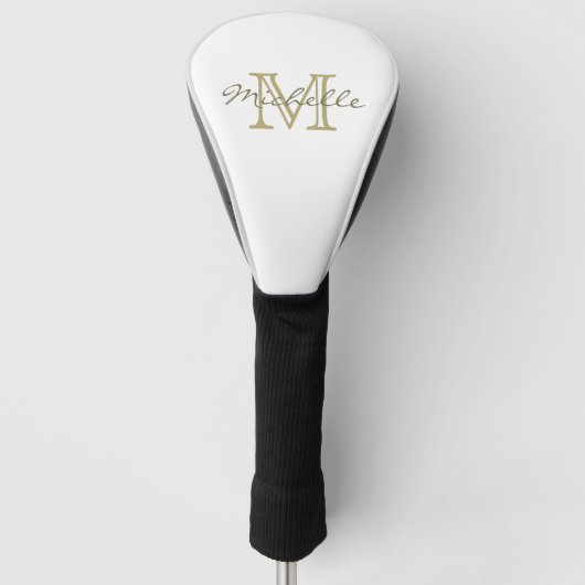 Eleganter Minimaler Goldname und Monogramm Golf Headcover (Vorderseite)