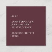 Eleganter minimaler schlichter Tawny Hafen Quadratische Visitenkarte (Rückseite)