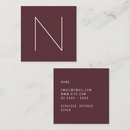 Eleganter minimaler schlichter Tawny Hafen Quadratische Visitenkarte (Vorne/Hinten)