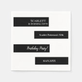 Eleganter minimaler Schwarz-Weiß-Chic 50. Geburtst Serviette (Vorderseite)