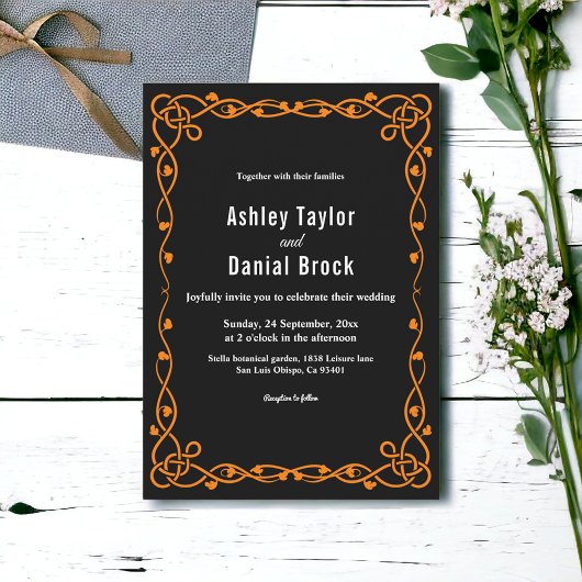 Eleganter minimaler Schwarz-Weiß-Chic-Rahmen Hochz Einladung