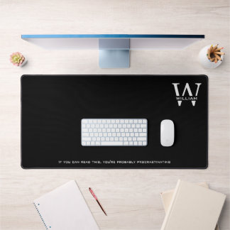 Eleganter Minimaler Schwarz-Weiß-Monogramm-Name Schreibtischunterlage