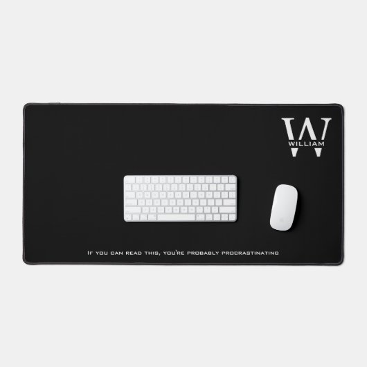 Eleganter Minimaler Schwarz-Weiß-Monogramm-Name Schreibtischunterlage (Tastatur & Maus)
