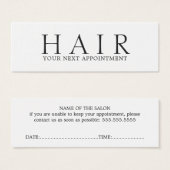 Eleganter Minimaler Schwarz-weißer Haartermin (Vorne & Hinten)