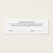 Eleganter Minimaler Schwarz-weißer Haartermin (Rückseite)